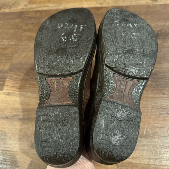 Born Women's Brown Slip-On Wedge Clogs Size 8 Chunky Heel Academia FLAWS - Picture 9 of 10